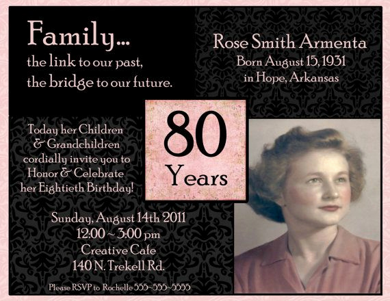 80th Birthday Invitation Wording Lovely 50th 60th 70th 80th 90th Birthday Digital