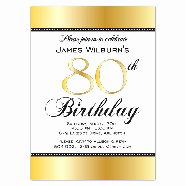 80th Birthday Invitation Wording Luxury Golden Celebration 80th Birthday Invitations