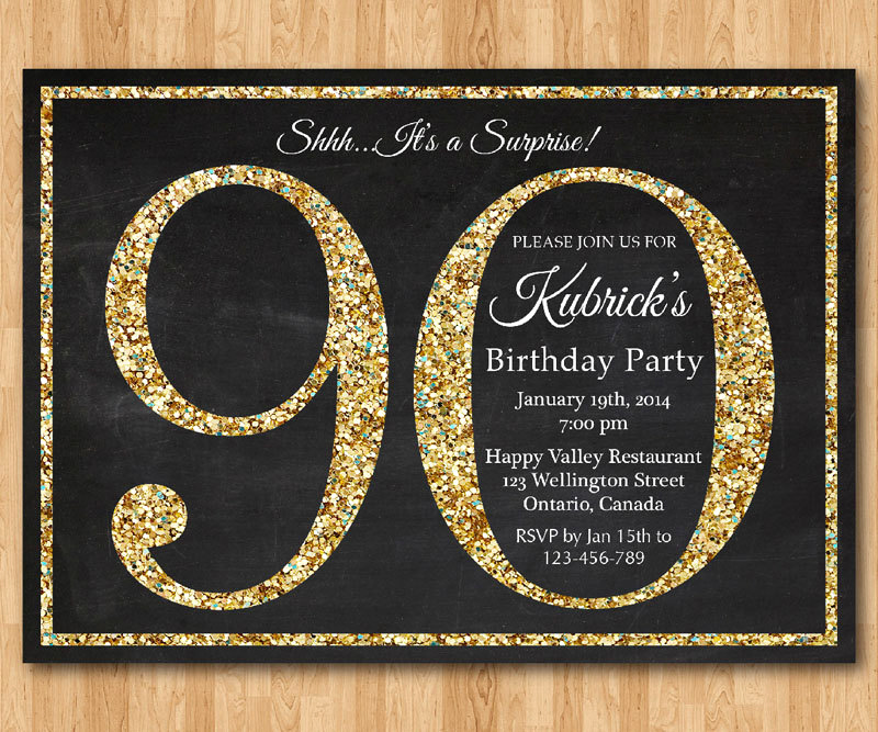 90th Birthday Invitation Wording Best Of 90th Birthday Invitation Gold Glitter Birthday Party Invite