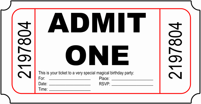 Admission Ticket Invitation Template Free Elegant Printable Birthday Invitations