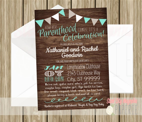 Adopted Baby Shower Invitation Wording Beautiful Parenthood Adoption Foster Baby Shower Invite Mint Wooden