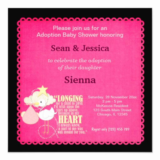 Adopted Baby Shower Invitation Wording Inspirational Adoption Baby Shower Girl Invitation
