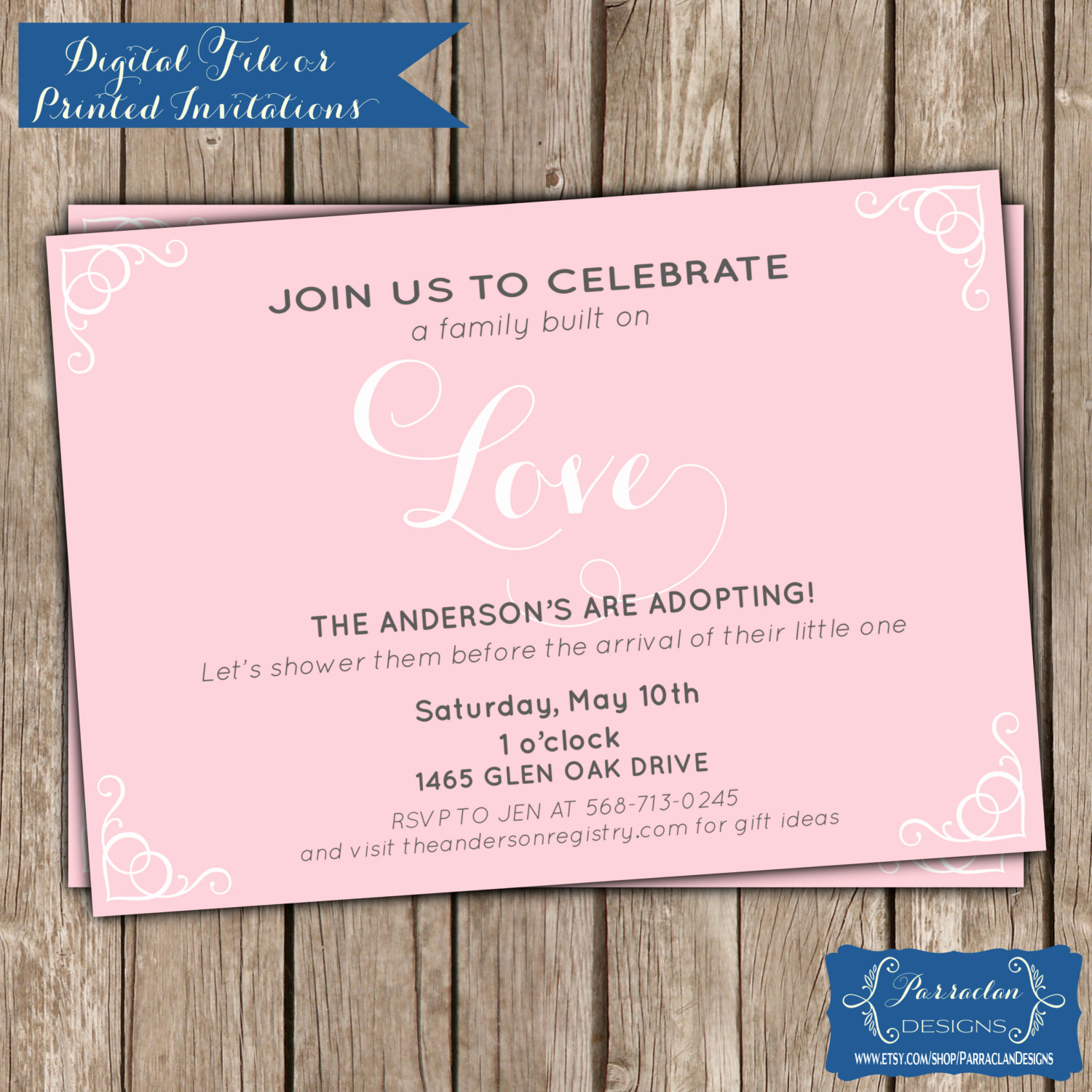 Adopted Baby Shower Invitation Wording Lovely Adoption Baby Shower Invitation Baby Girl by Parraclandesigns