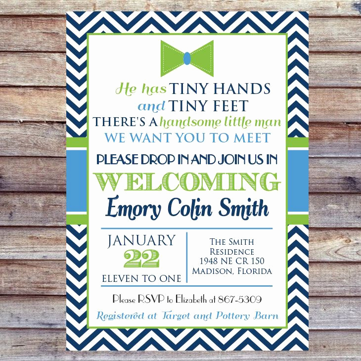 Adopted Baby Shower Invitation Wording New Bowtie Baby Shower Invitation Chevron by
