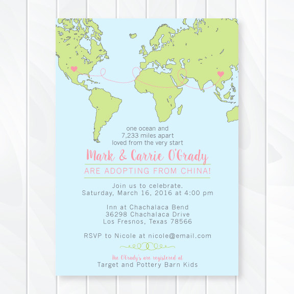 Adoption Baby Shower Invitation Wording New International Adoption Baby Shower Invitation Custom