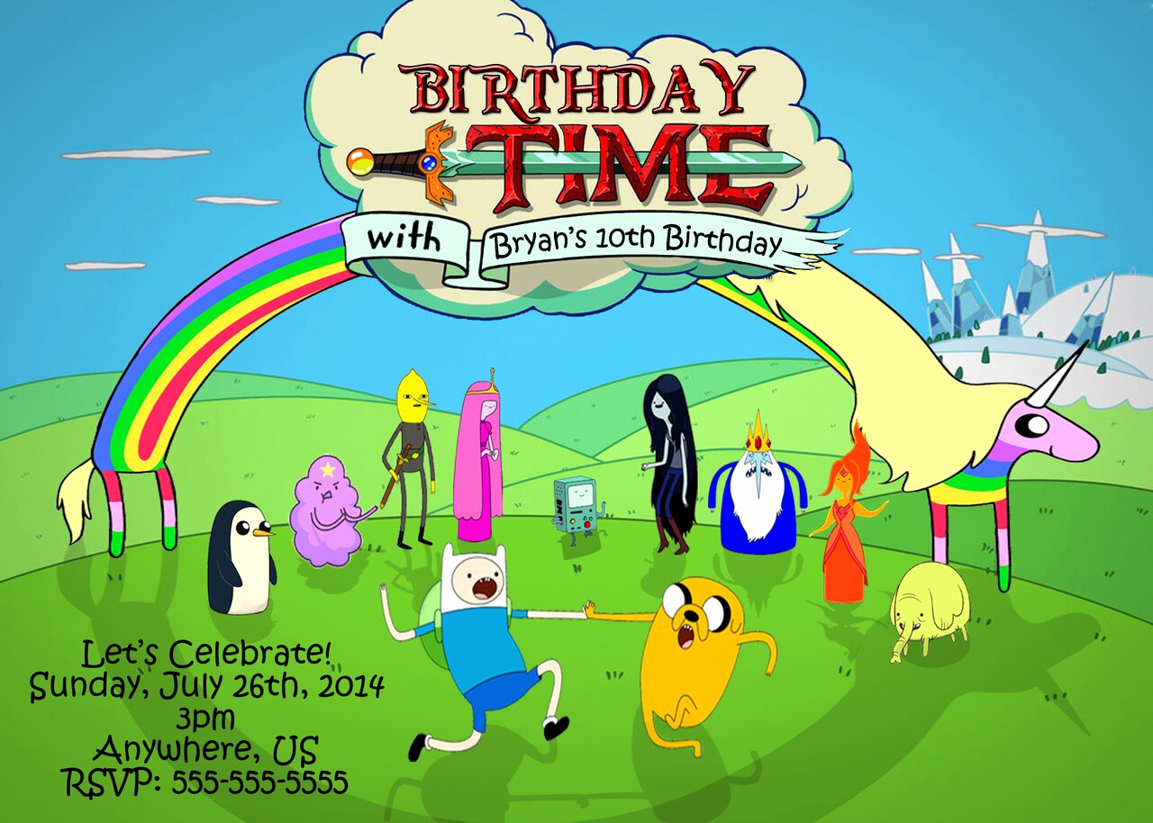 Adventure Time the Invitation Inspirational Adventure Time Birthday Custom Invitations