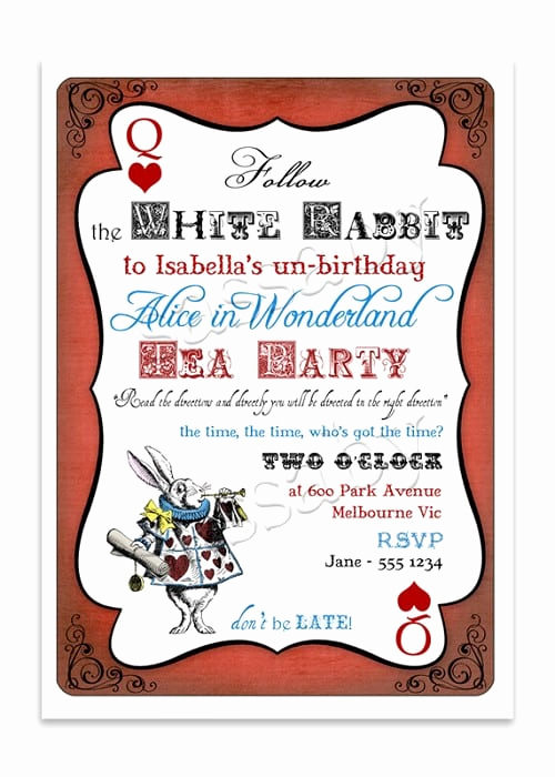 Alice In Wonderland Invitation Template Luxury Alice In Wonderland Invitation Template Free