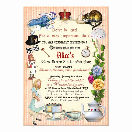 Alice In Wonderland Invitation Templates Luxury Alice In Wonderland Birthday Party Invitation