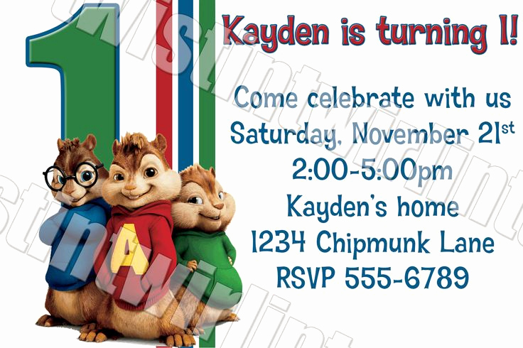 Alvin and the Chipmunks Invitation Beautiful Alvin and the Chipmunks Invitation Digital Download In