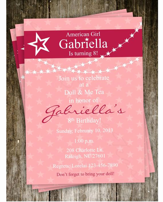 American Girl Birthday Invitation Fresh American Girl Doll Birthday Party Invitation Digital by