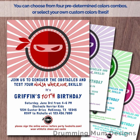 American Ninja Warrior Invitation Fresh Ninja Warrior Invitation Birthday Party Obstacle Course