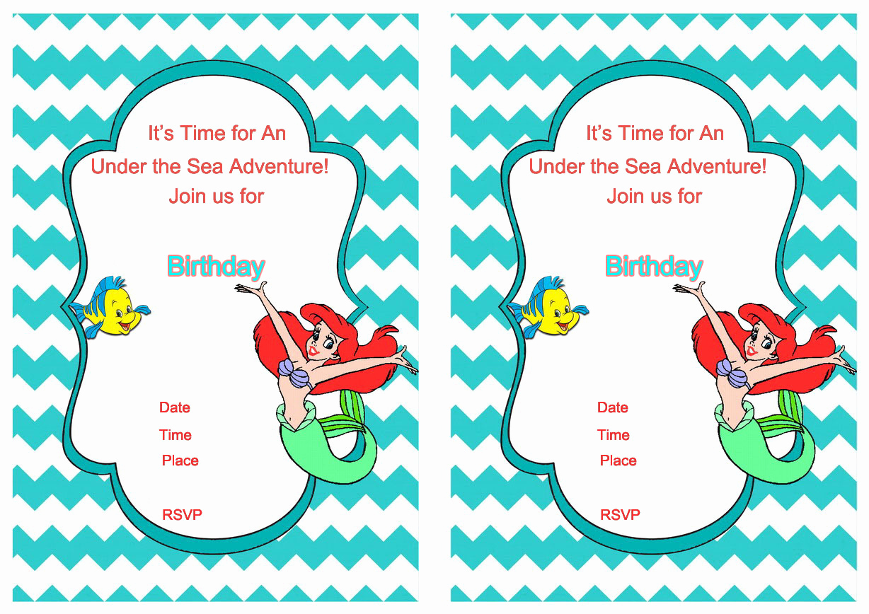Ariel Invitation Template Free Best Of Little Mermaid Birthday Invitations