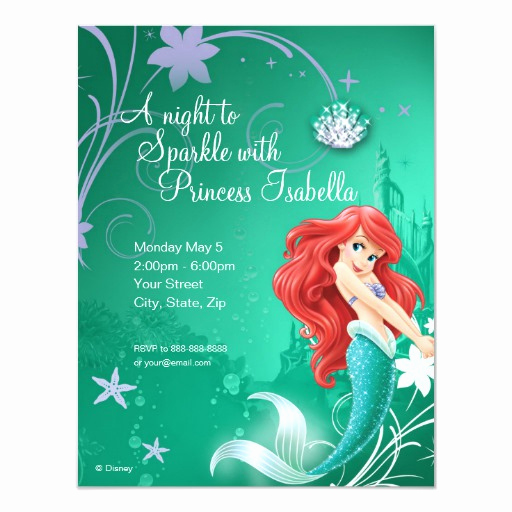 Ariel Invitation Template Free Fresh Ariel Birthday Invitation