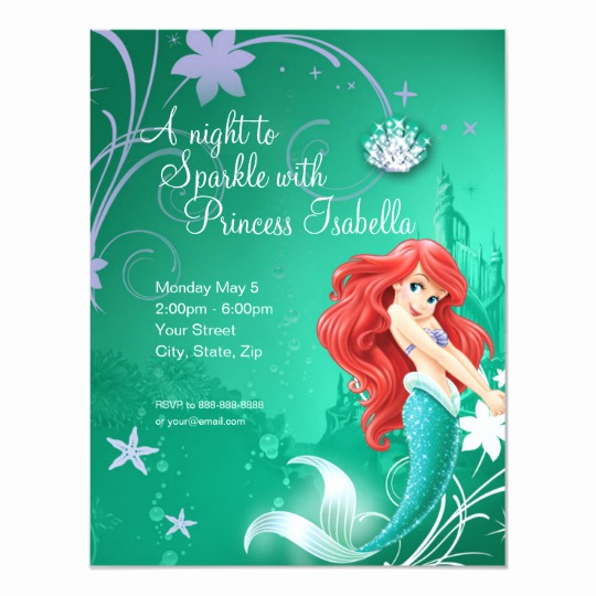 Ariel Invitation Template Free Inspirational Ariel the Little Mermaid Birthday Invitation