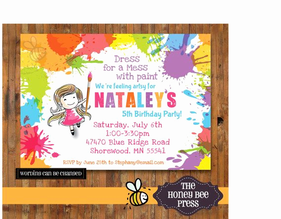 Art Party Invitation Template Awesome Art Party Invitation Splatter Paint Birthday Party