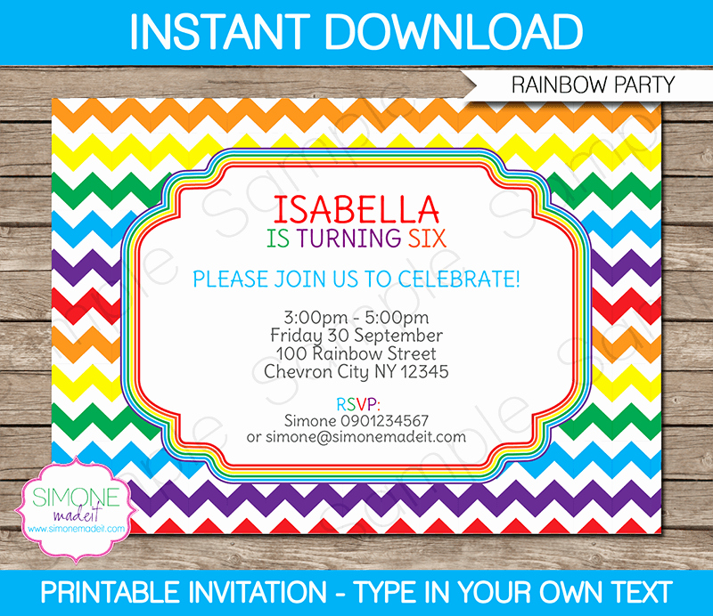 Art Party Invitation Template Awesome Rainbow Party Invitations Template