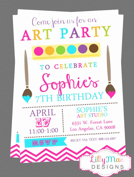 Art Party Invitation Template Lovely Art Party Invitation Paint Party Invitation Craft Party