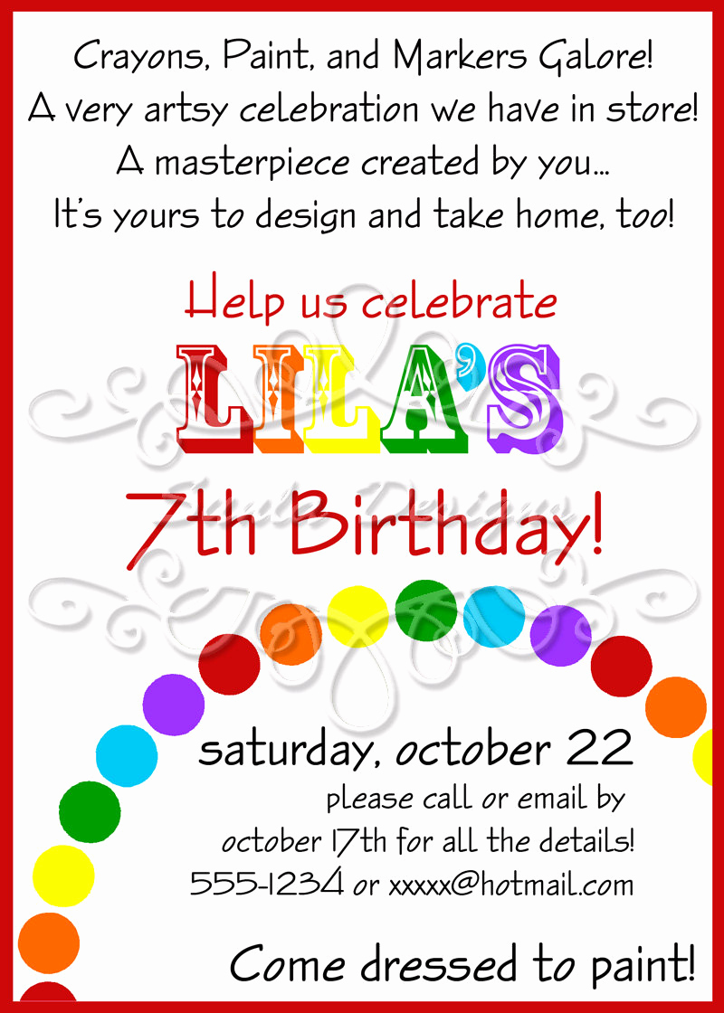 Art Party Invitation Template Luxury Art themed Birthday Party Invitations