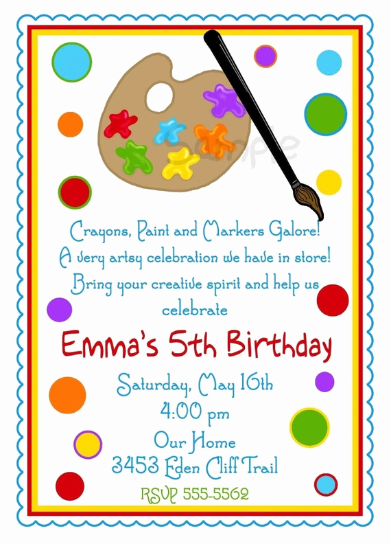 Art Party Invitation Template Unique Art Invitations Art Party Painting Birthday Party Paint