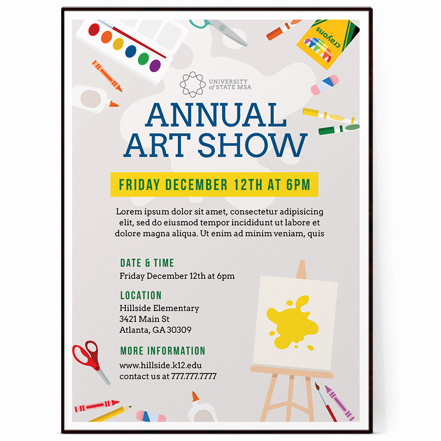 Art Show Invitation Wording New School Art Show Flyer Template Psd Docx