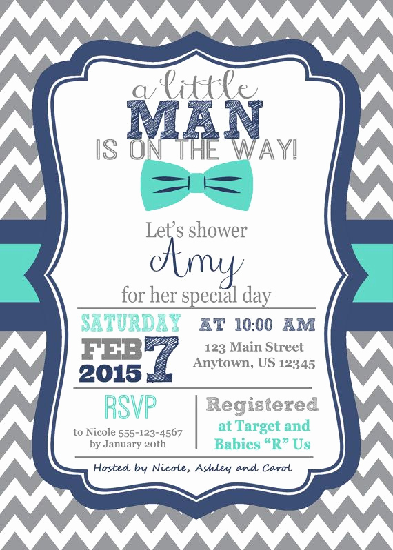 Baby Boy Invitation Ideas Elegant Little Man Baby Shower Invitation Bowtie Invitation