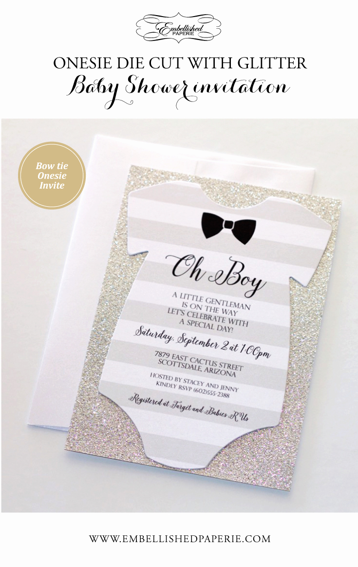 Baby Boy Shower Invitation Ideas Lovely Baby Shower Esie Invitation Glitter Shower Invitation