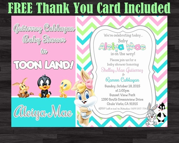 Baby Looney Tunes Invitation Awesome Baby Tunes Invitation Baby Shower Invitation by soniardesigns