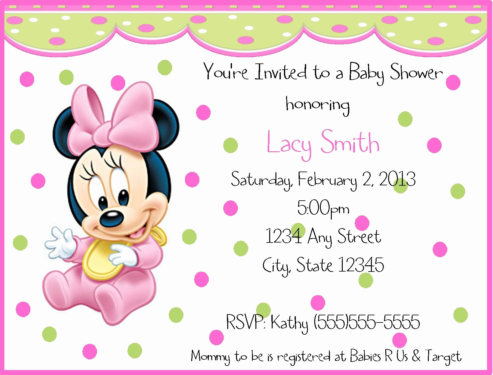 Baby Minnie Mouse Invitation Lovely Nice Baby Minnie Mouse Birthday Invitations