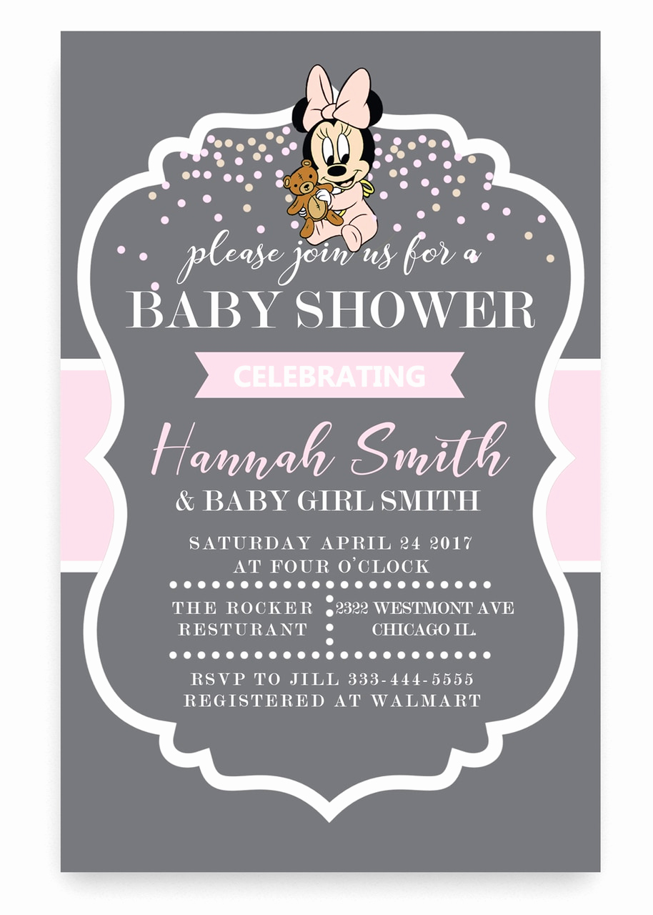 Baby Minnie Mouse Invitation Luxury Minnie Mouse Baby Shower Invitation
