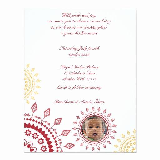 Baby Naming Ceremony Invitation Luxury Red &amp; Yellow Namkaran Baby Naming Invitations 4 25&quot; X 5 5