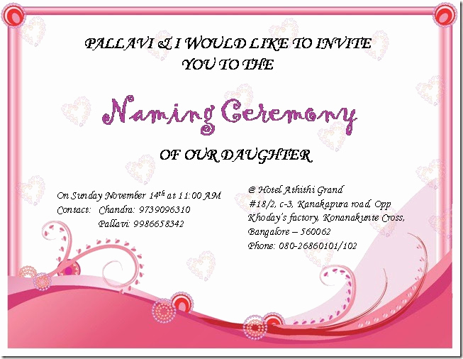 Baby Naming Ceremony Invitation New Chandra S Random Updates Sireesha’s Naming Ceremony