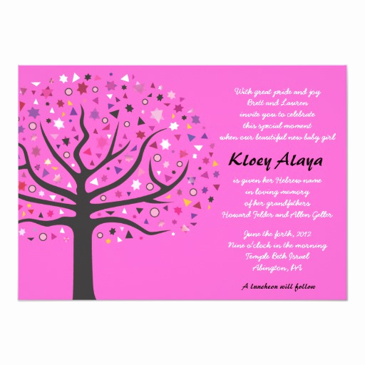 Baby Naming Invitation Wording Fresh Tree Of Life Jewish Baby Naming Invitation