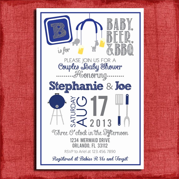 Baby Shower Bbq Invitation Lovely Bbq and Beer Couples Baby Shower 4x6 or 5x7 Invitation Diy