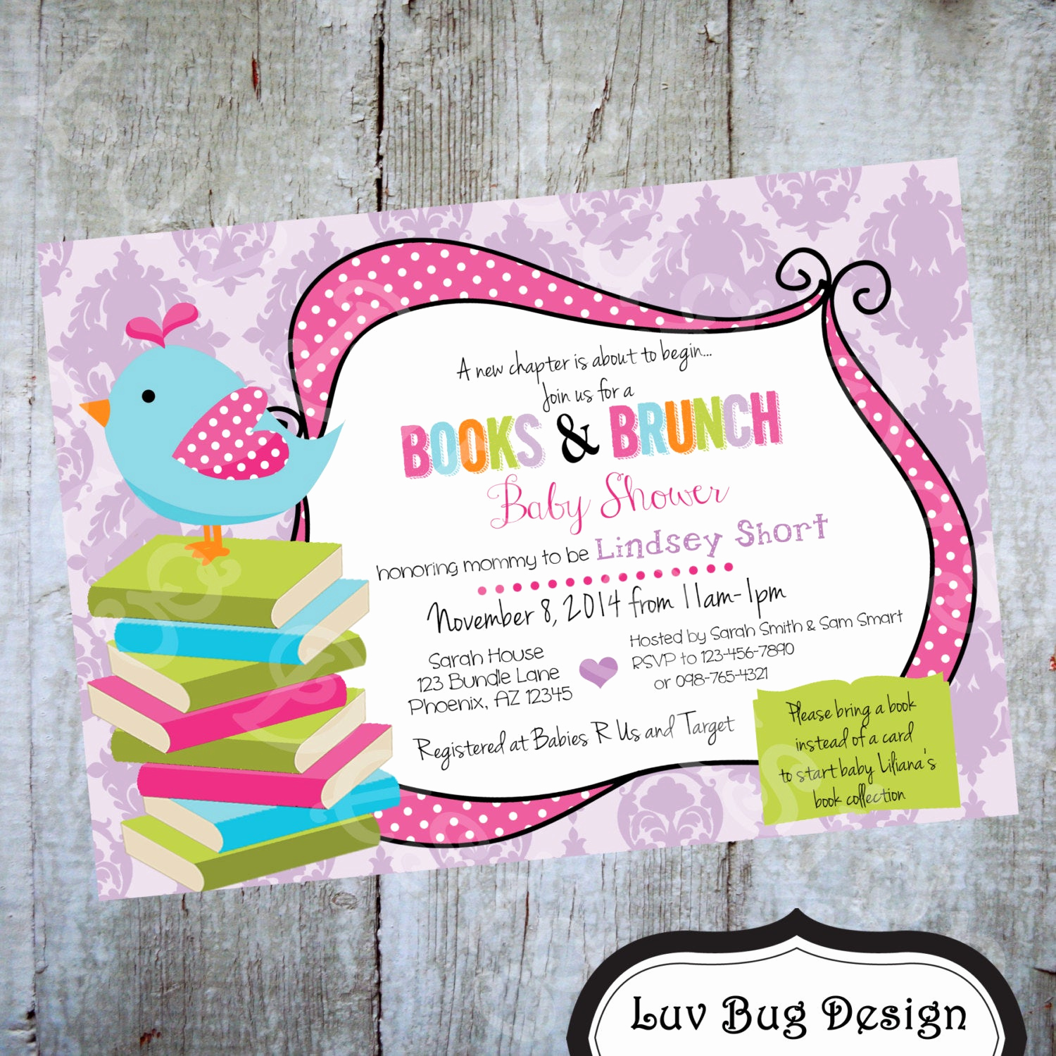 Baby Shower Brunch Invitation Wording Elegant Books &amp; Brunch Baby Shower Invitation Printable by