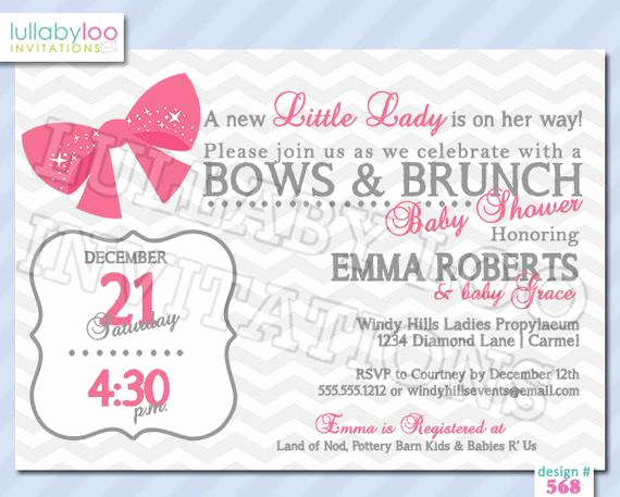 Baby Shower Brunch Invitation Wording Fresh Ribbons and Bows Baby Shower Invitations 568 Brunch by