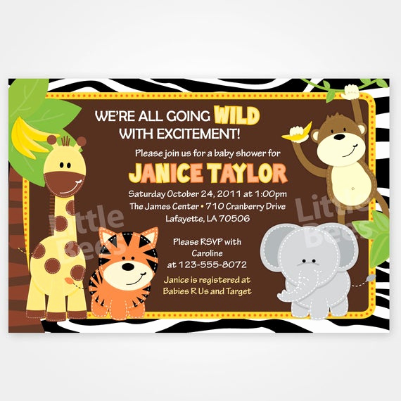 Baby Shower Invitation Border New Items Similar to Jungle Baby Shower Invitations with Zebra