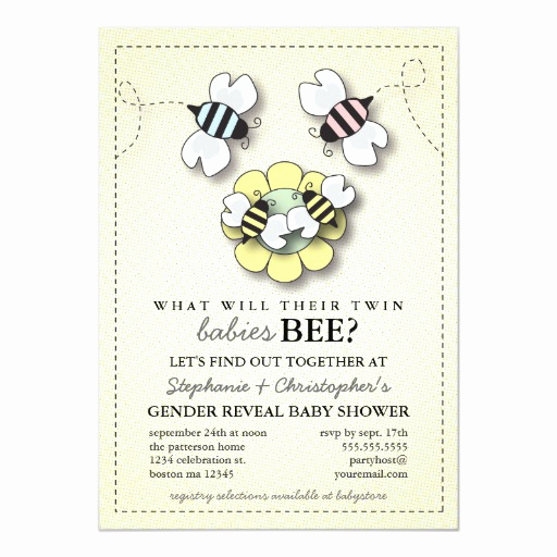 Baby Shower Invitation for Twins Luxury Happy Bee Family Twins Gender Reveal Baby Shower 5&quot; X 7