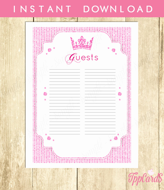 Baby Shower Invitation List Awesome Royal Princess Baby Shower Guest List Glitter Baby Shower