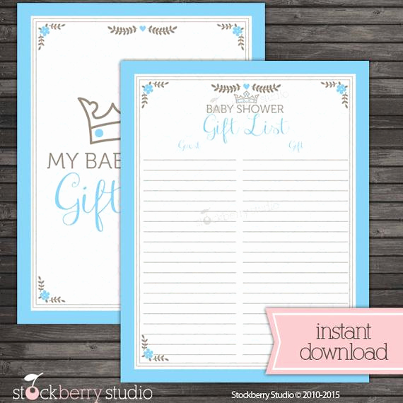 Baby Shower Invitation List Best Of Prince Baby Shower Guest Gift List Printable Boy Baby Shower