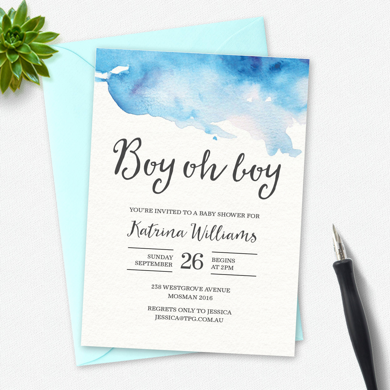 Baby Shower Invitation Pictures Beautiful Boy Baby Shower Invitation Boy Oh Boy Watercolor