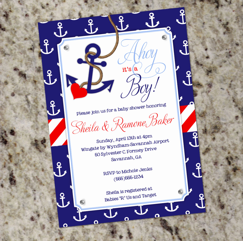 Baby Shower Invitation Pictures Lovely Ahoy It S A Boy Nautical themed Baby Shower Invitations