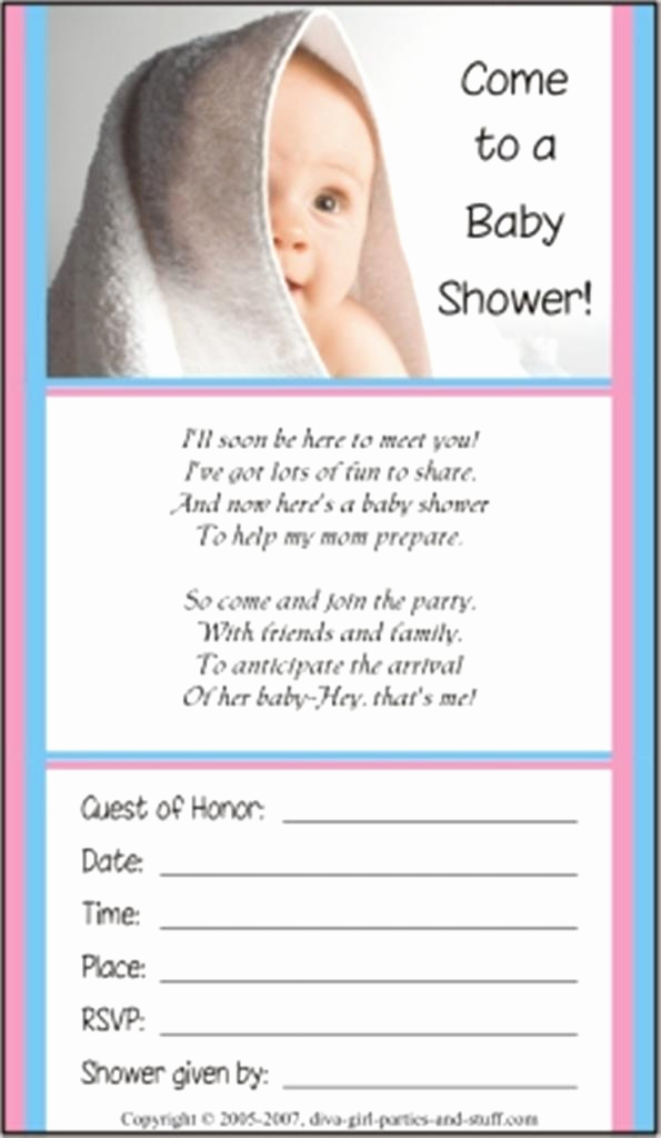 Baby Shower Invitation Poems New Baby Shower Invitations and Wording Examples