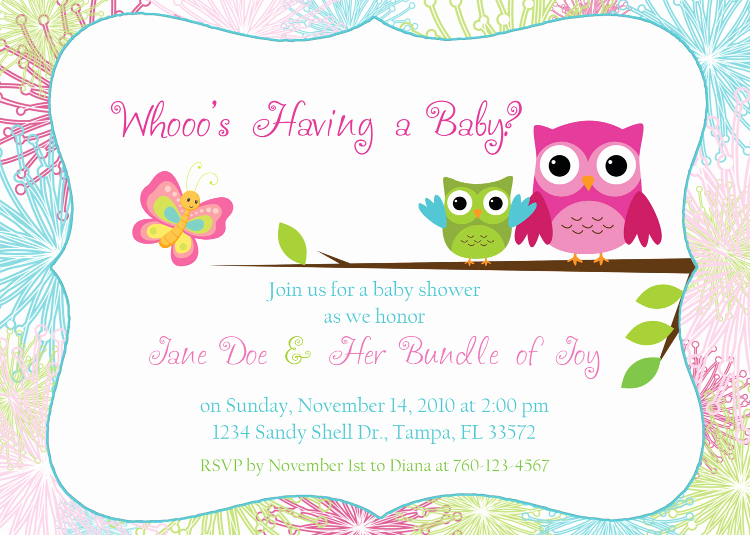 Baby Shower Invitation Template New Owl Baby Shower Invitation Digital Image