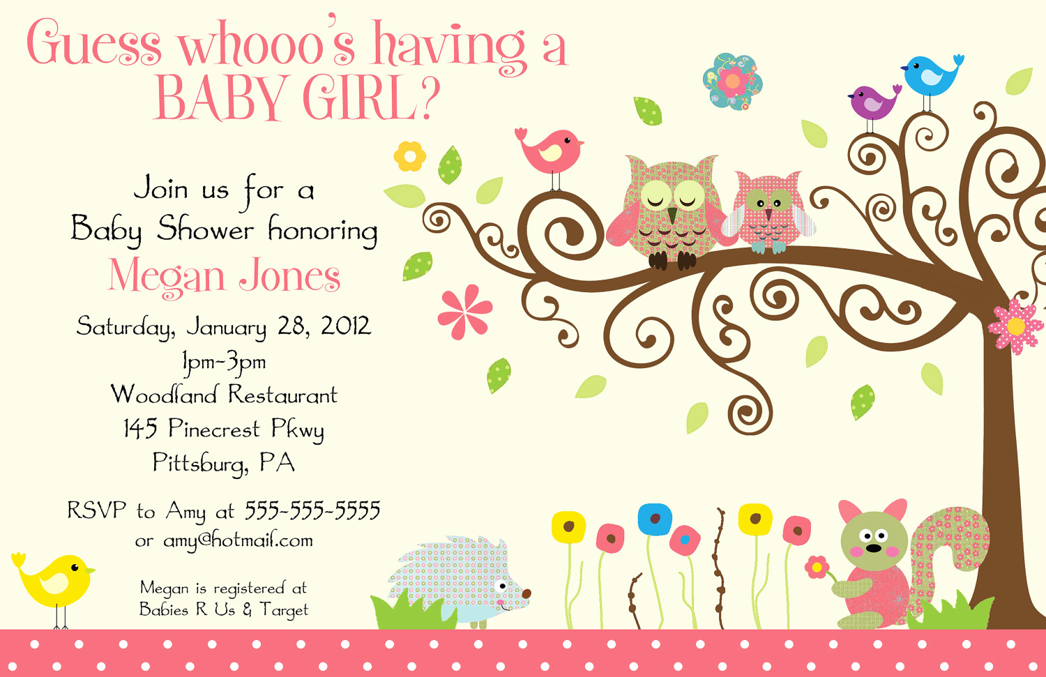 Baby Shower Invitation Templates New Whimsey Owl Whimsical Girl Digital Baby Shower by Bdesigns4you