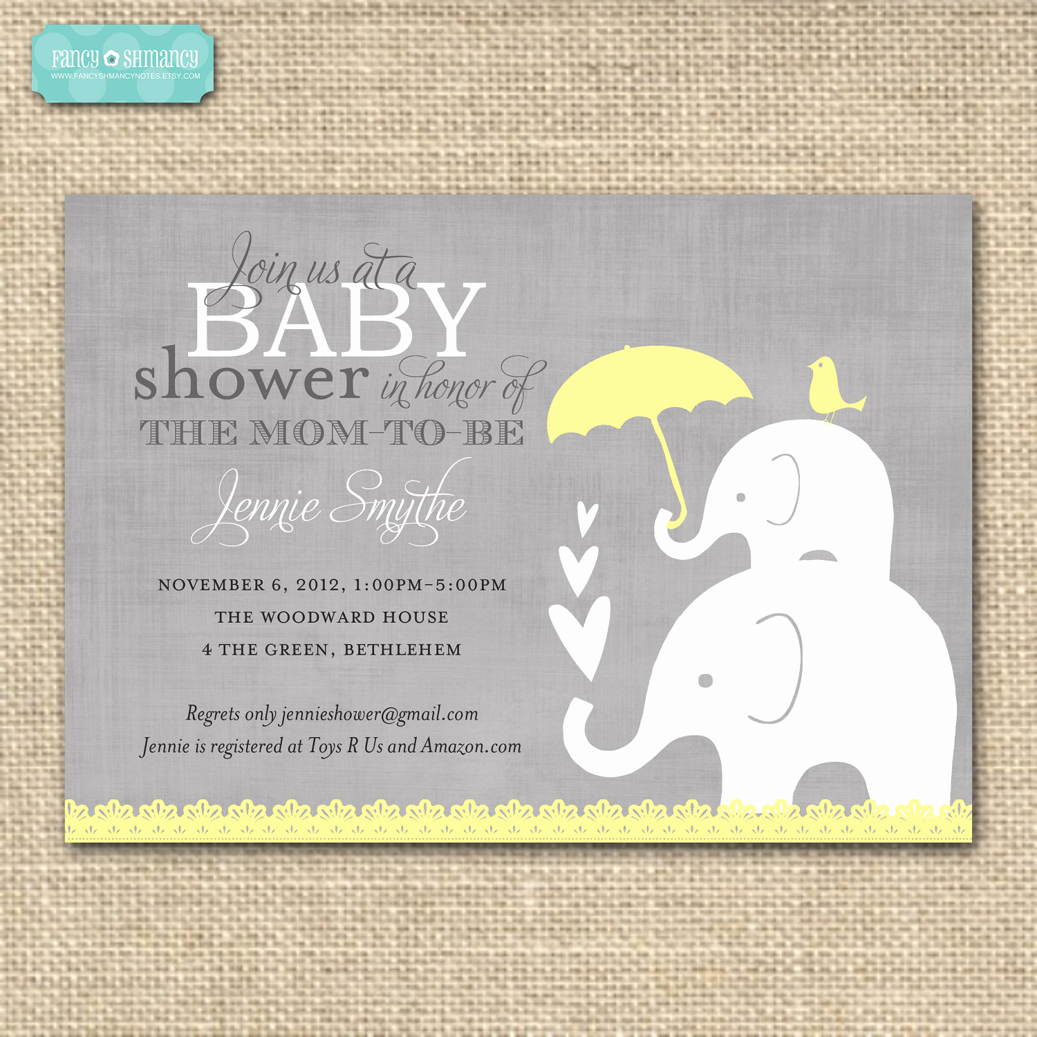 Baby Shower Invitation themes Beautiful Baby Shower Invitationelephant Yellow and by