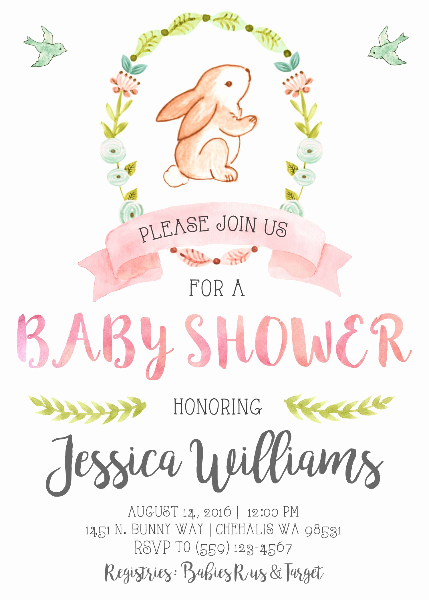 Baby Shower Invitation themes Luxury Bunny Baby Shower Invitation Invite Our Little Bunny
