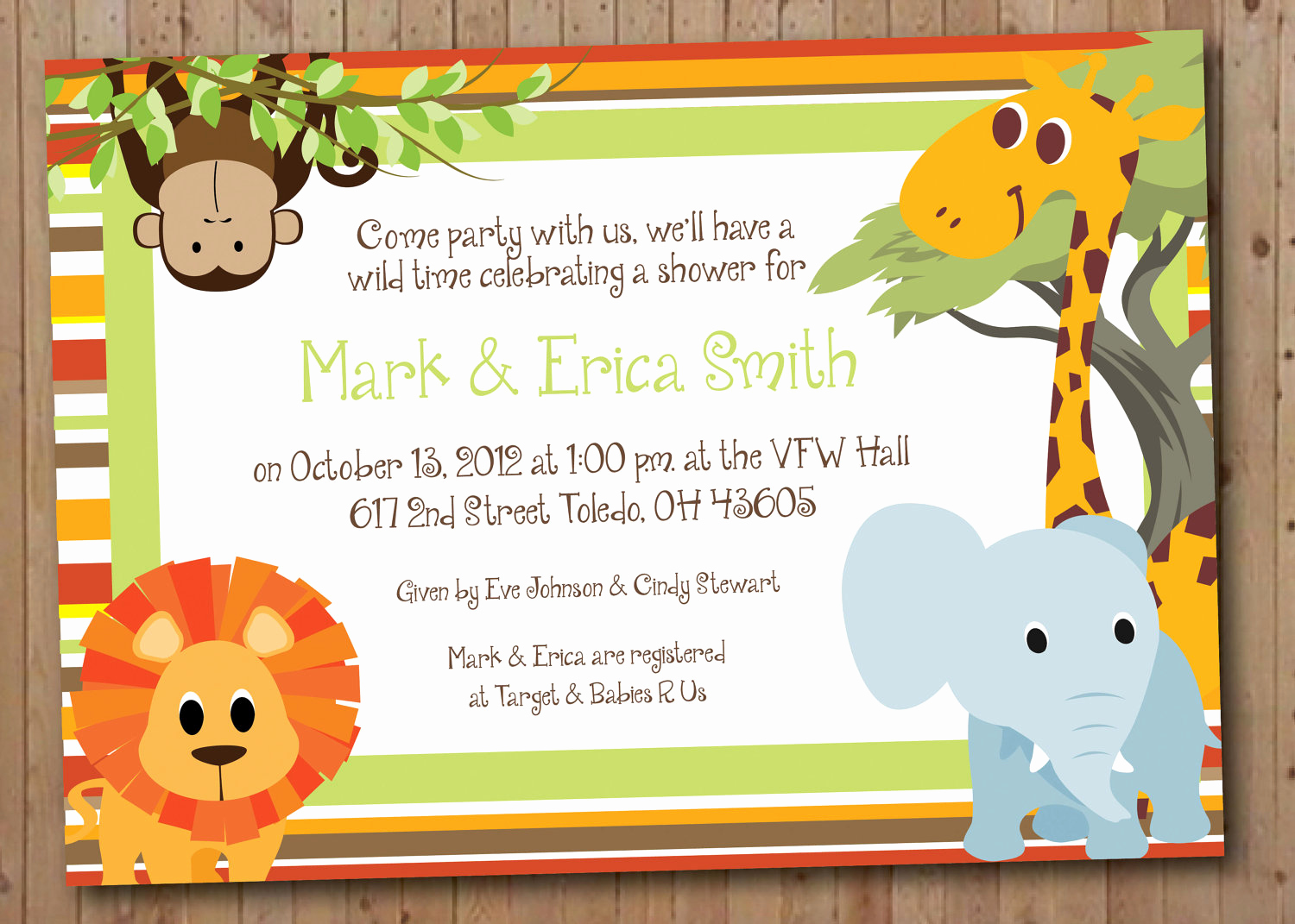 Baby Shower Safari Invitation Beautiful Safari Baby Shower or Birthday Party Invitation by