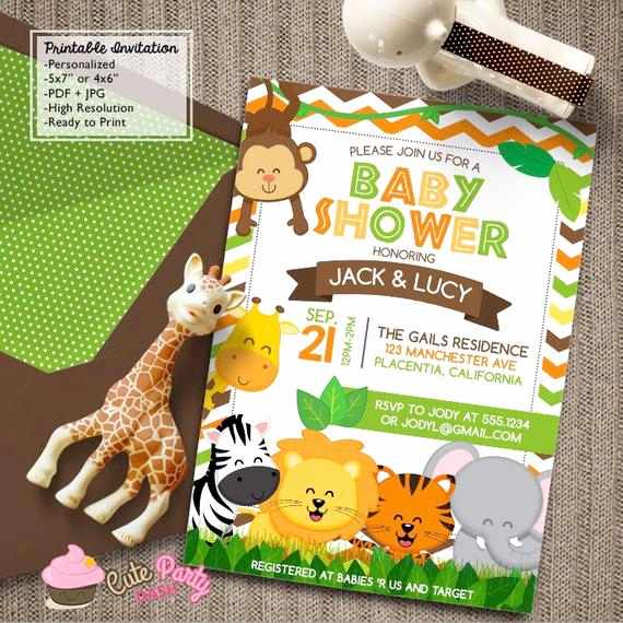 Baby Shower Safari Invitation Elegant Safari Baby Shower Invitations Jungle Animals Diy Printable