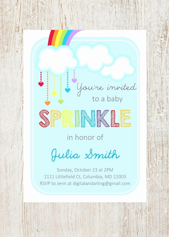Baby Sprinkle Invitation Wording Lovely Rainbow Baby Sprinkle Shower Invitation