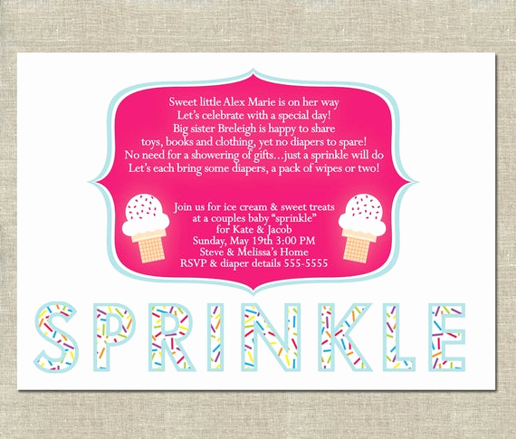 Baby Sprinkle Invitation Wording Unique Baby Sprinkle Invitation Printable Ice Cream by